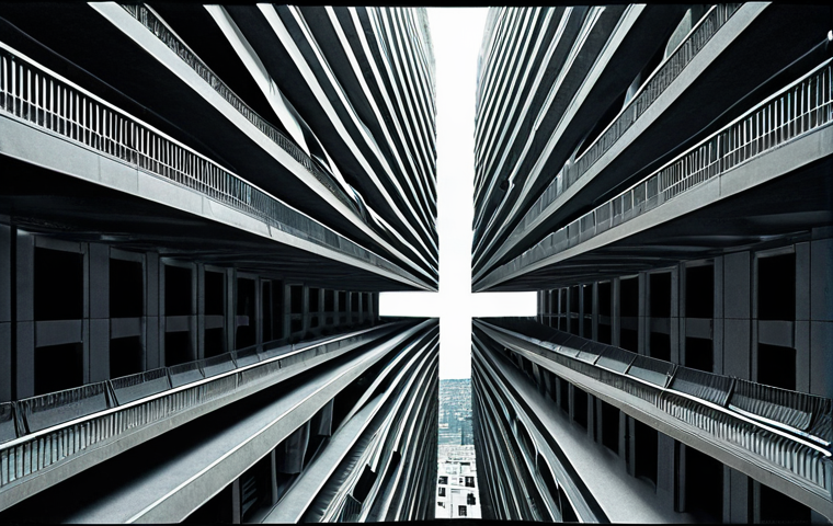 A visually complex and surreal cityscape, reminiscent of Christopher Nolan's "Inception" and "Tenet." Buildings fold and twist unnaturally, while elements of time inversion are subtly integrated, showing motion in reverse or paradoxical arrangements. The scene should feel like a mind-bending puzzle, with a touch of elegant chaos, reflecting the cognitive challenge of his non-linear narratives. Emphasize intricate details and a sophisticated, slightly disorienting aesthetic.